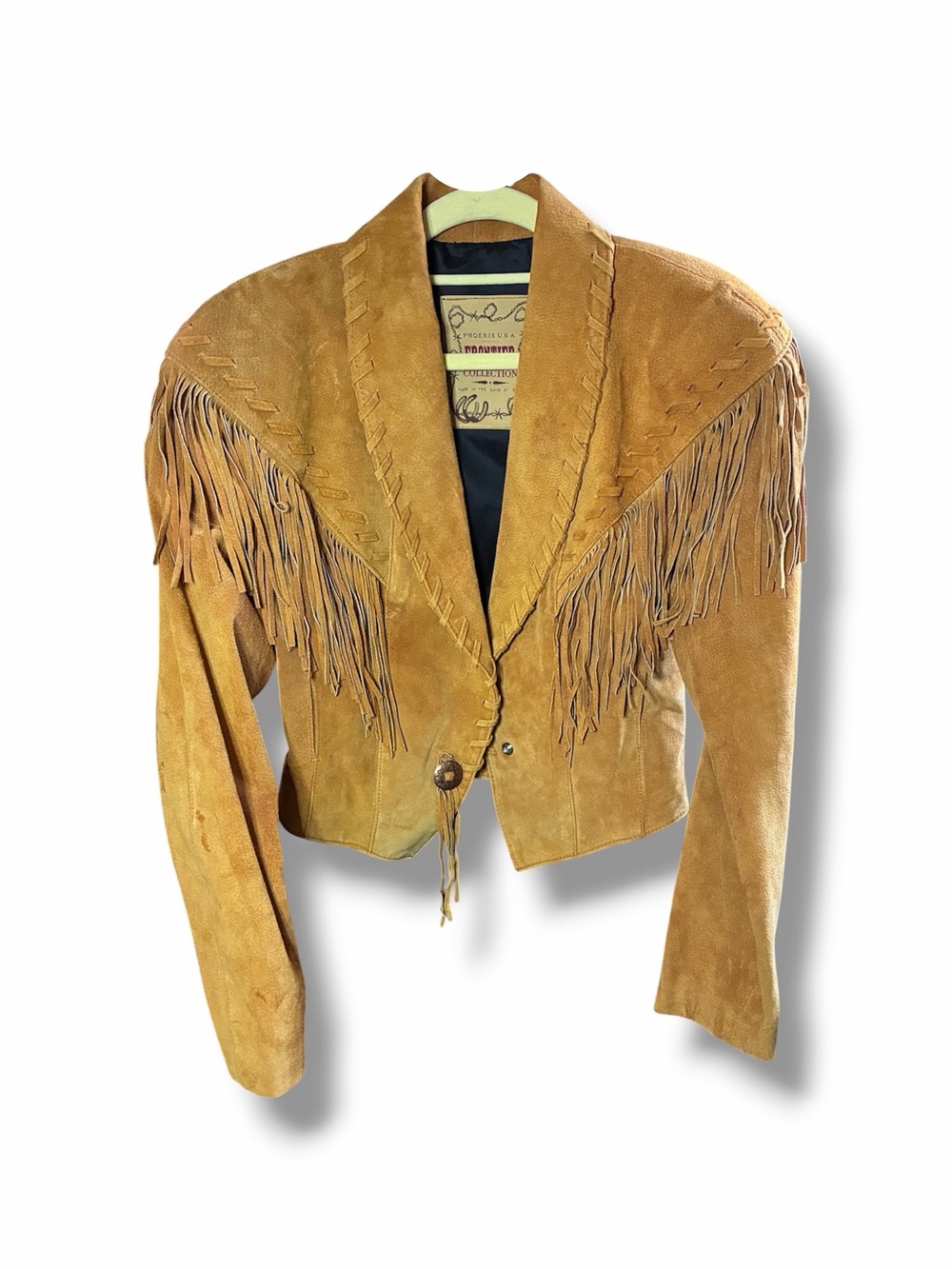 Vintage 80s Phoenix USA Frontier Collection Suede Fringe Jacket Size S